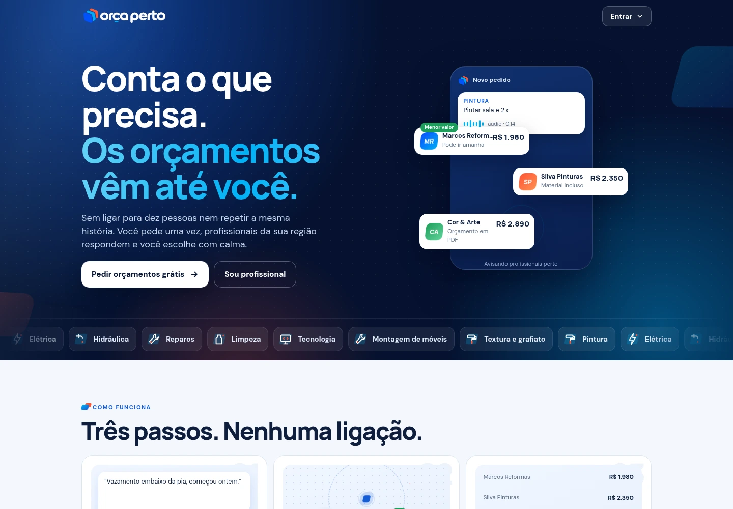 Captura real do site Orça Perto